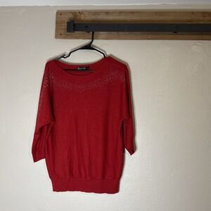 7th Avenue Design Studio New York & Company Sweater Red Embellished Women Large